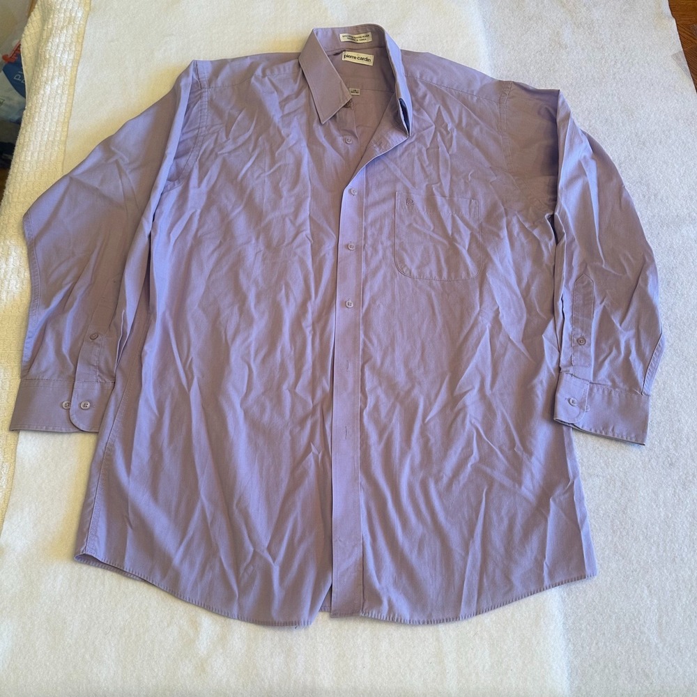 Pierre Cardin  Dress Shirt Mens Lavender Purple Size 16 32 33 Long Sleeve Cotton
